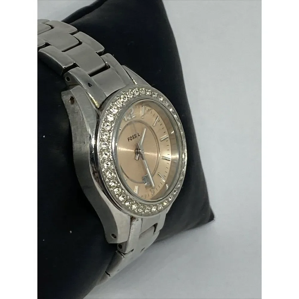 Fossil ES3378 Women's Silver Stainless Steel Gold Analog Dial Quartz Watch CM636